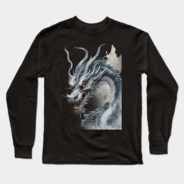 Dragon Drawing Long Sleeve T-Shirt by animegirlnft